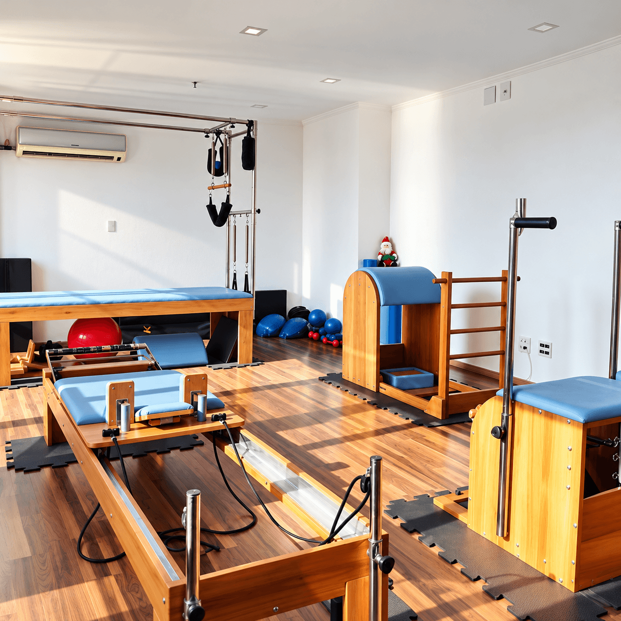 Interior do Pupo Studio Pilates com aparelhos e luz natural